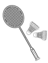 Badminton racket og dusk