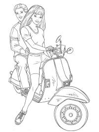 Barbie og Ken på scooter