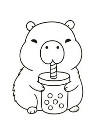 Kapybara drikker bubble tea