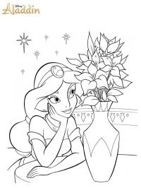 Sjasmin ser på vase med blomster