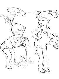 Barn leker med vann