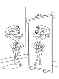 Mr Bean ser seg i speilet