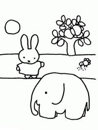 Miffy med en elefant