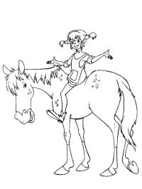 Pippi sitter på hest