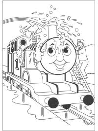 Lokomotivet Thomas blir vasket