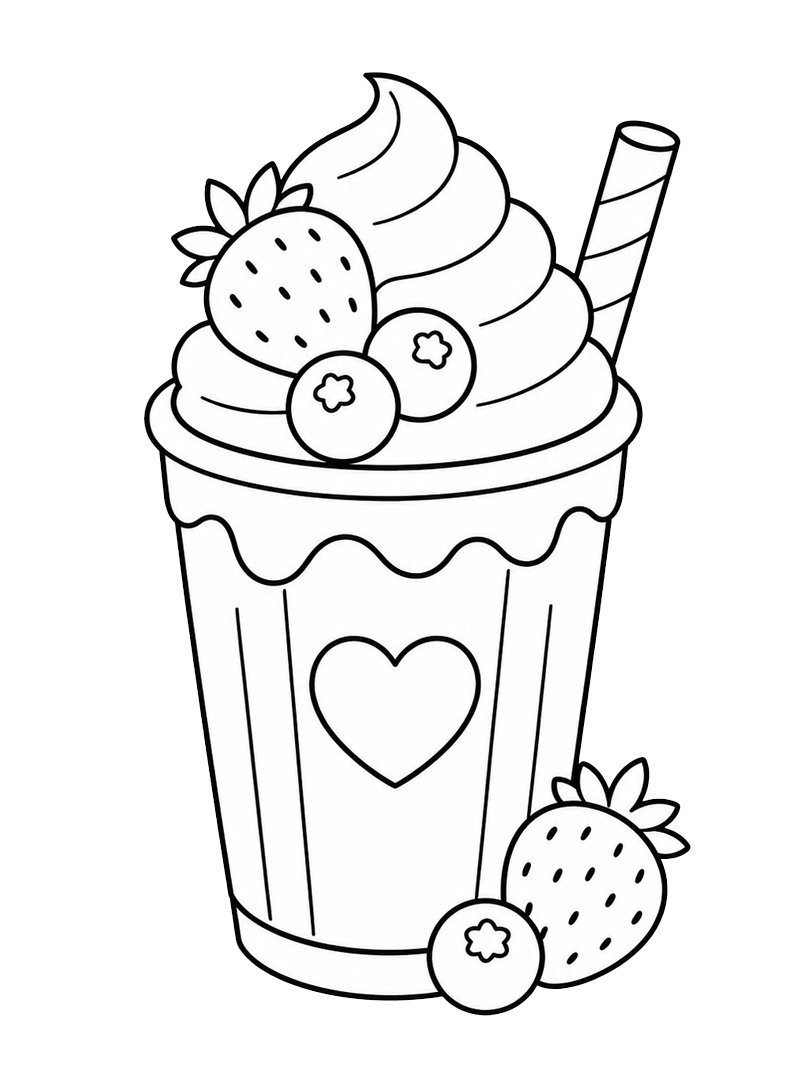 Jordbærmilkshake Fargeleggingsside Jordbærmilkshake Fargeleggingsside