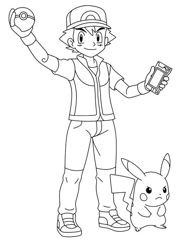 Ash Ketchum og Pikachu Fargeleggingsside Ash Ketchum og Pikachu Fargeleggingsside