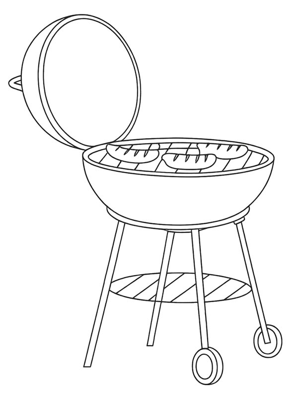 Kjøtt på grillen Fargeleggingsside Kjøtt på grillen Fargeleggingsside