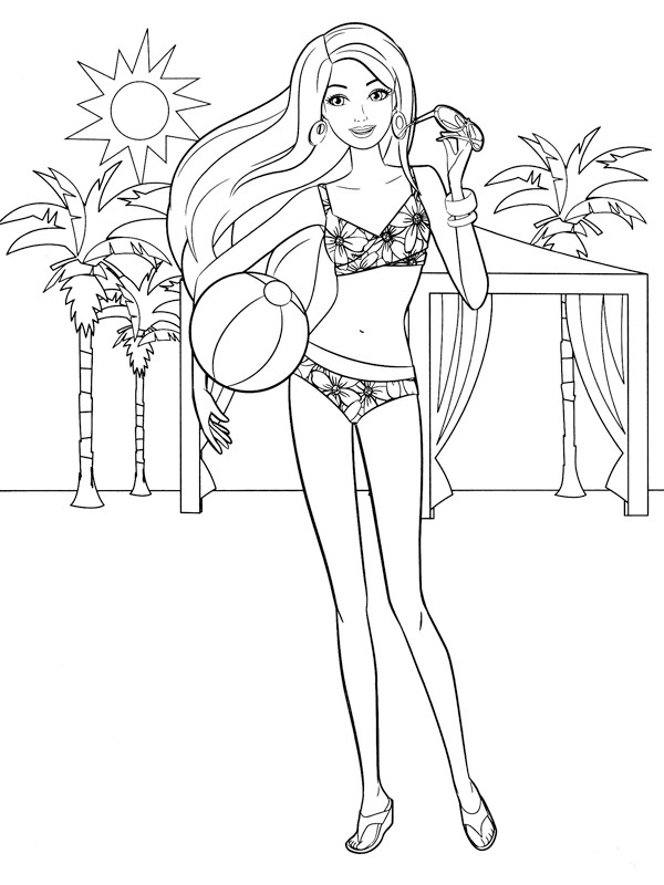 Barbie i bikini Fargeleggingsside Barbie i bikini Fargeleggingsside