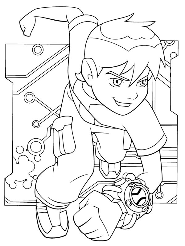 ben Tennyson med Omnitrix Fargeleggingsside ben Tennyson med Omnitrix Fargeleggingsside
