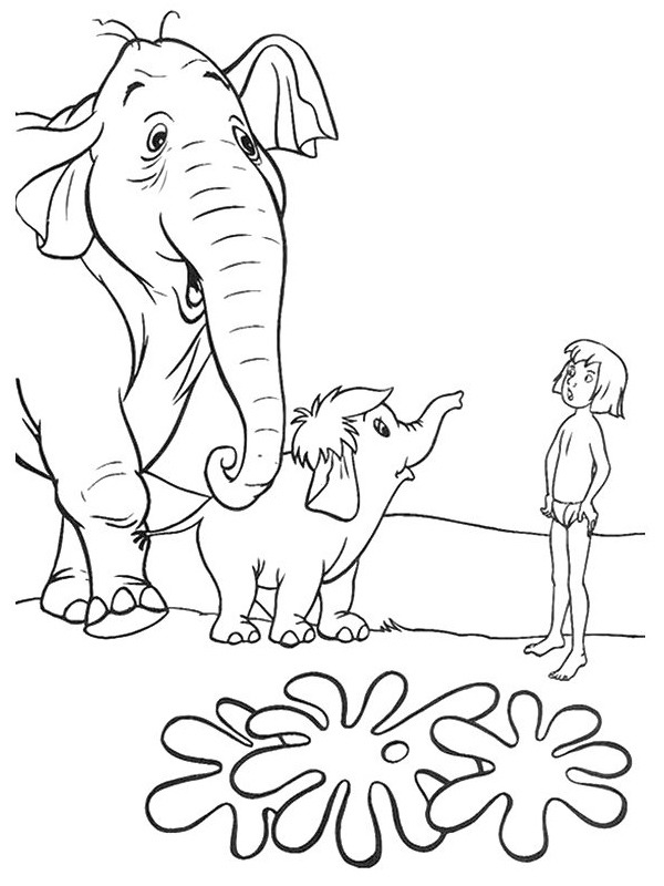 Oberst Hathi og Mowgli Fargeleggingsside Oberst Hathi og Mowgli Fargeleggingsside
