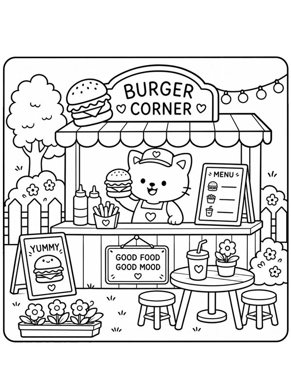 Cozy hamburgerrestaurant Fargeleggingsside Cozy hamburgerrestaurant Fargeleggingsside
