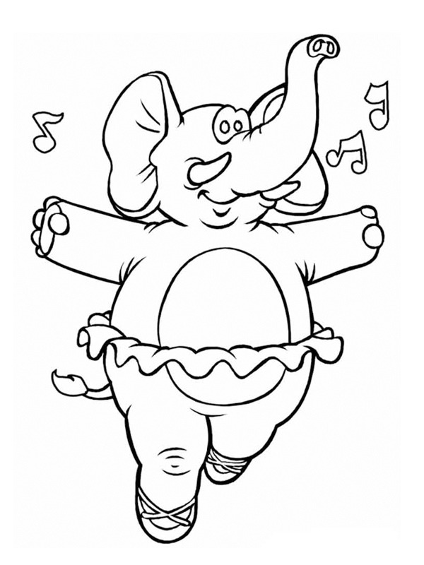 Dansende elefant Fargeleggingsside Dansende elefant Fargeleggingsside