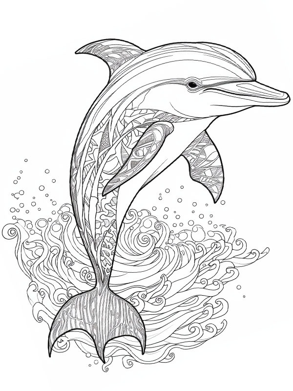 Delfin for voksne Fargeleggingsside Delfin for voksne Fargeleggingsside