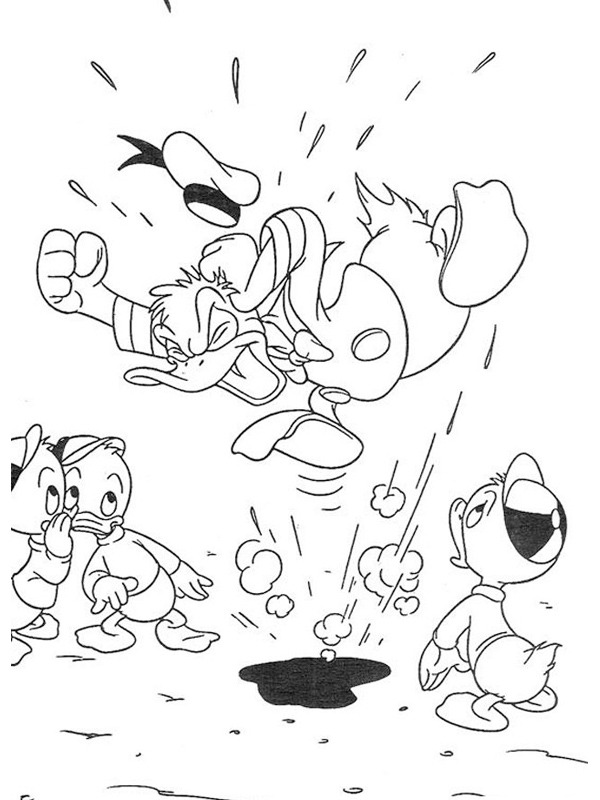 Donald Duck er sint på Ole, Dole og Doffen Fargeleggingsside Donald Duck er sint på Ole, Dole og Doffen Fargeleggingsside
