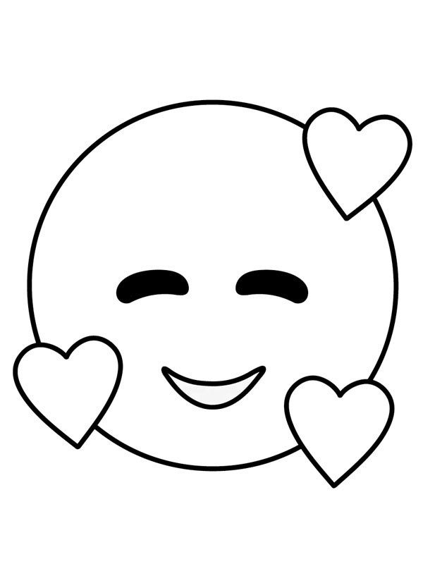 Emoji med hjerter Fargeleggingsside Emoji med hjerter Fargeleggingsside