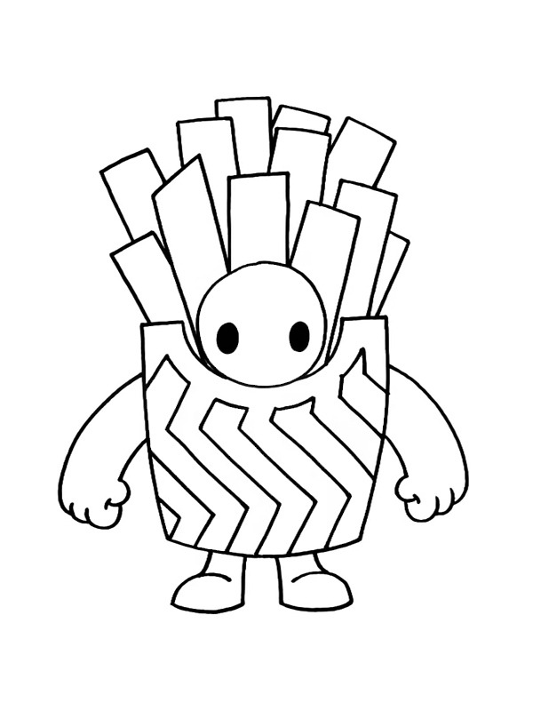 Pommes frites-kostyme Fall Guys Fargeleggingsside Pommes frites-kostyme Fall Guys Fargeleggingsside