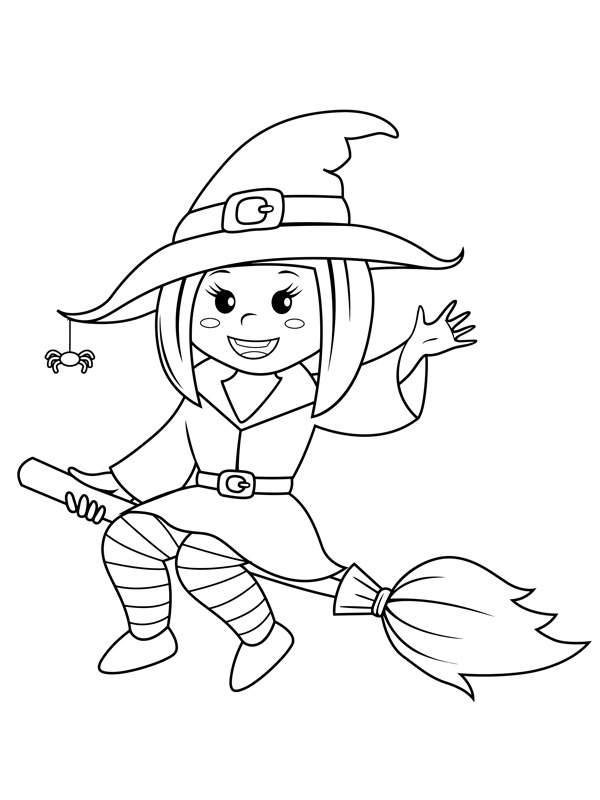 Halloween heks flyr på sopelim Fargeleggingsside Halloween heks flyr på sopelim Fargeleggingsside