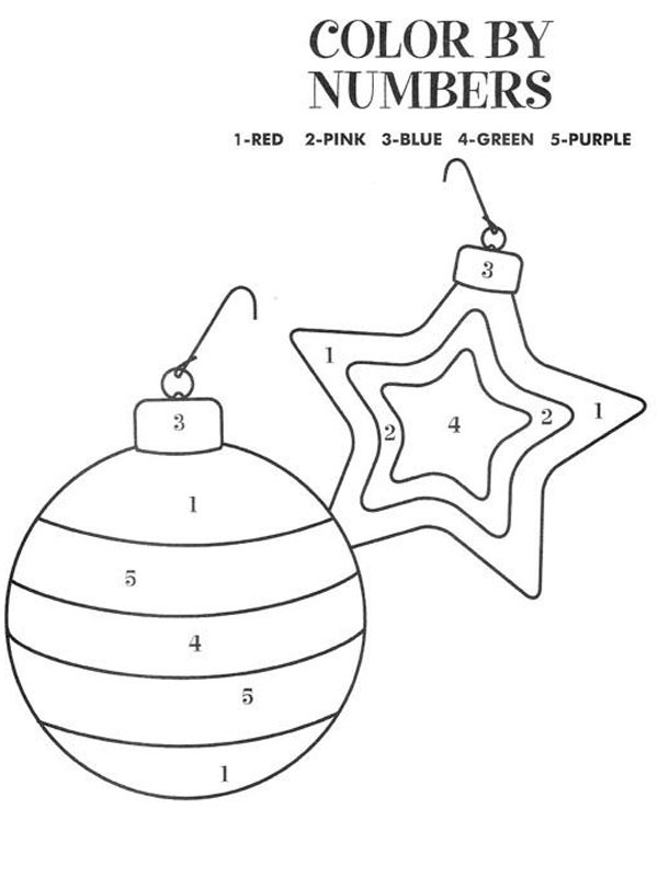 Fargelegg etter nummer - Julekule Fargeleggingsside Fargelegg etter nummer - Julekule Fargeleggingsside