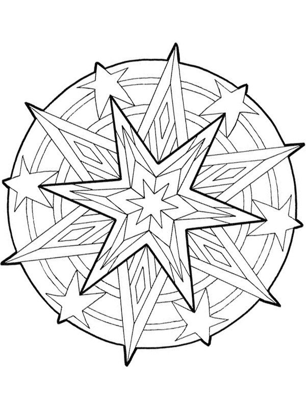 Julestjerne mandala Fargeleggingsside Julestjerne mandala Fargeleggingsside