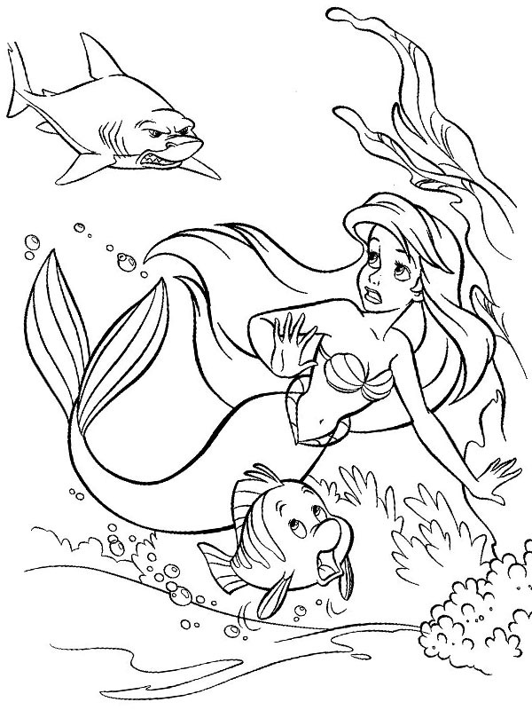 Den lille havfruen Ariel i fare Fargeleggingsside Den lille havfruen Ariel i fare Fargeleggingsside