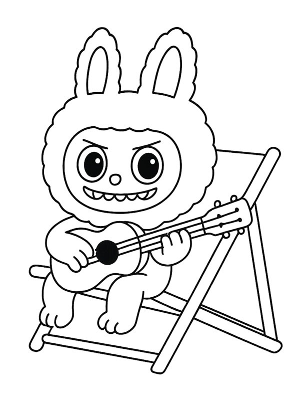 Labubu spiller gitar Fargeleggingsside Labubu spiller gitar Fargeleggingsside