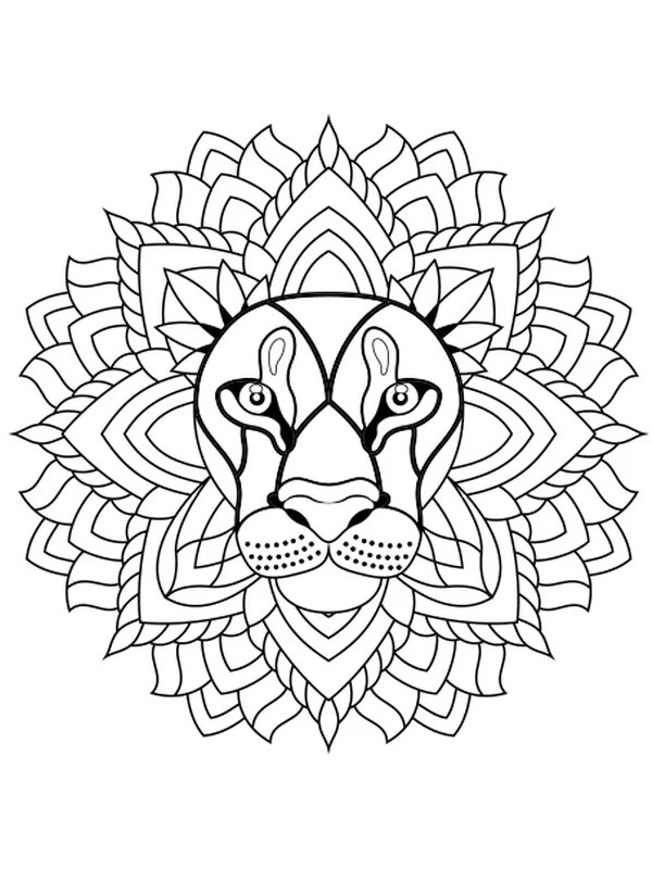 Løve mandala Fargeleggingsside Løve mandala Fargeleggingsside