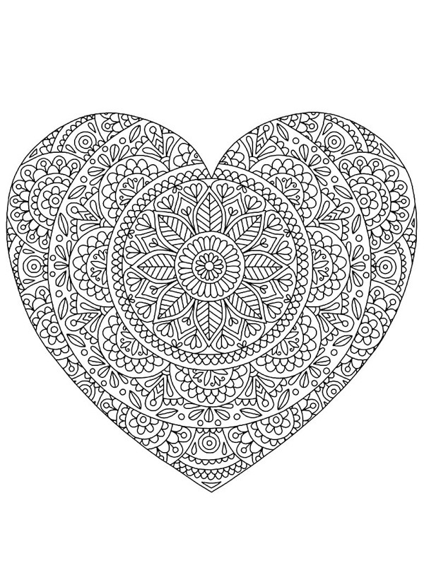 Mandala hjerte Fargeleggingsside Mandala hjerte Fargeleggingsside