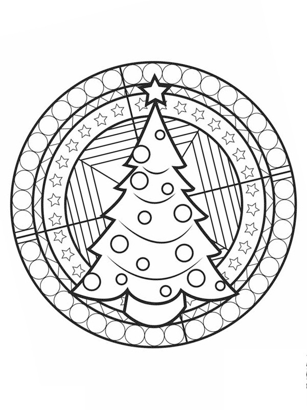 Juletre mandala Fargeleggingsside Juletre mandala Fargeleggingsside