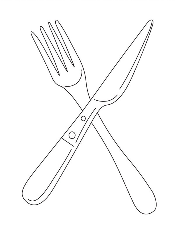 Kniv og gaffel Fargeleggingsside Kniv og gaffel Fargeleggingsside