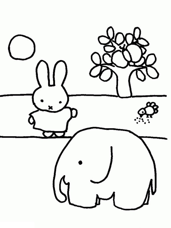 Miffy med en elefant Fargeleggingsside