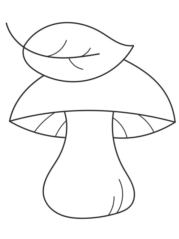 Sopp og blad Fargeleggingsside Sopp og blad Fargeleggingsside