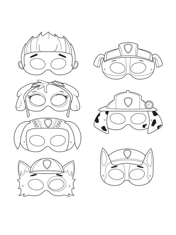 Paw Patrol masker Fargeleggingsside Paw Patrol masker Fargeleggingsside