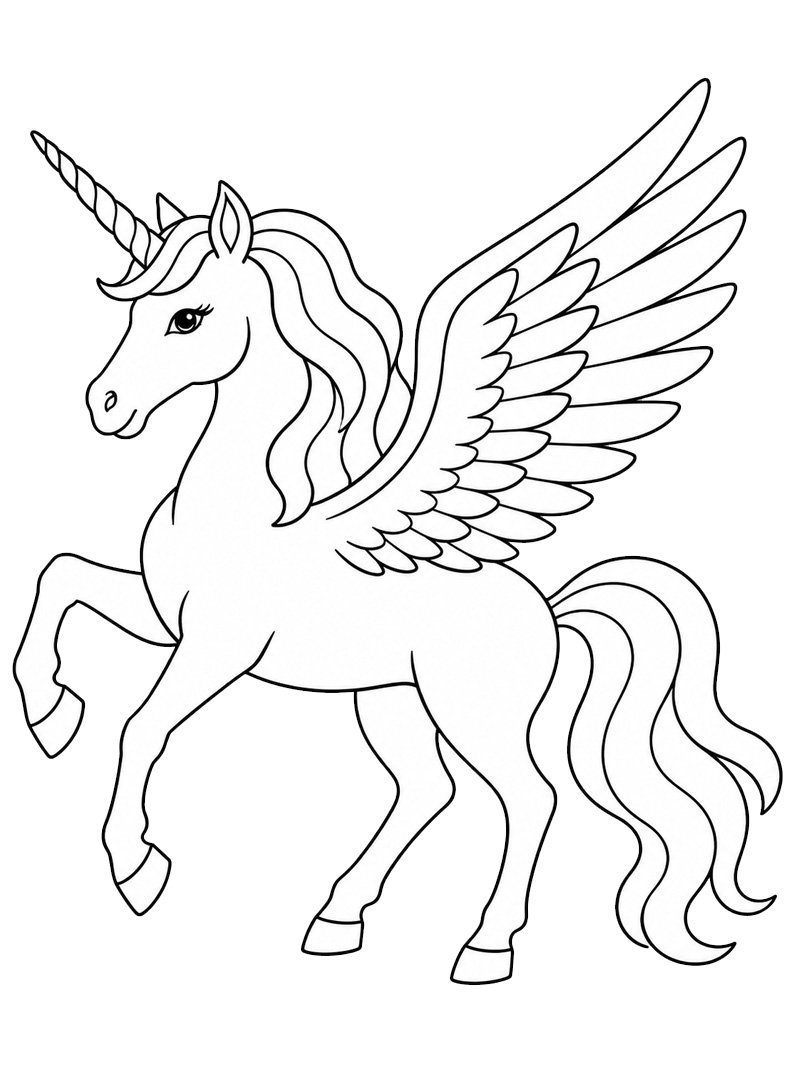 Pegasus-enhjørning Fargeleggingsside Pegasus-enhjørning Fargeleggingsside