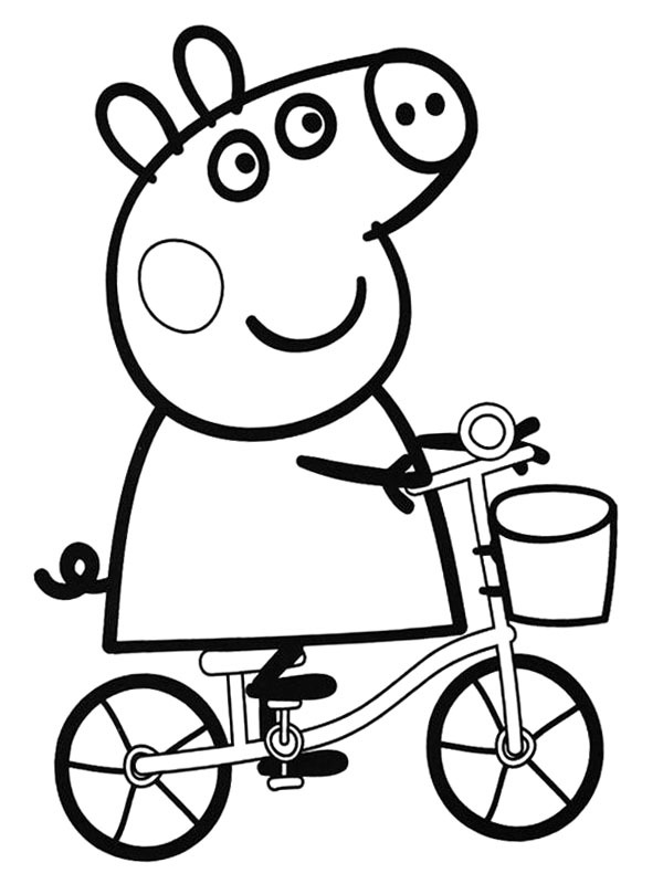 Peppa på sykkel Fargeleggingsside Peppa på sykkel Fargeleggingsside