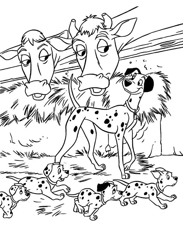 Pongo og valpene Fargeleggingsside Pongo og valpene Fargeleggingsside