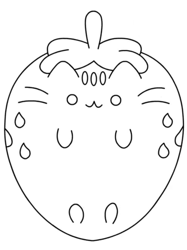 Pusheen jordbær Fargeleggingsside Pusheen jordbær Fargeleggingsside