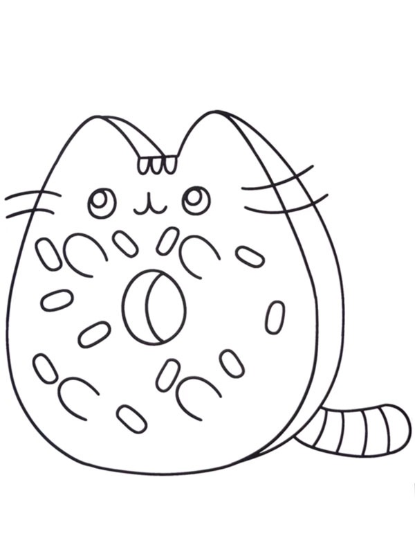 Pusheen donut Fargeleggingsside Pusheen donut Fargeleggingsside