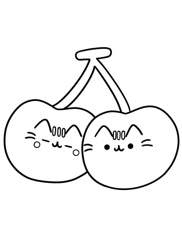 Pusheen Katte-krisebær Fargeleggingsside Pusheen Katte-krisebær Fargeleggingsside