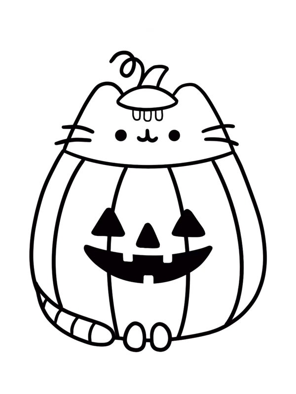 Pusheen gresskar Fargeleggingsside Pusheen gresskar Fargeleggingsside