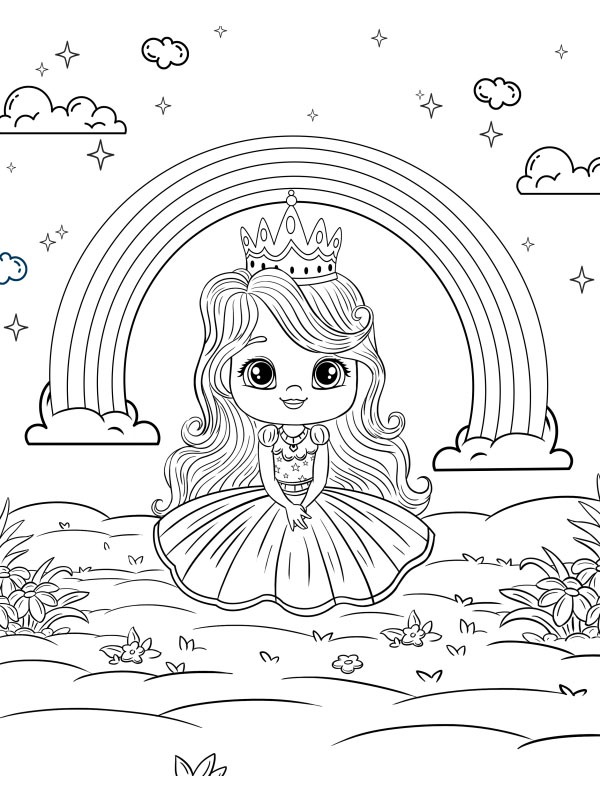 Regnbue prinsesse Fargeleggingsside Regnbue prinsesse Fargeleggingsside