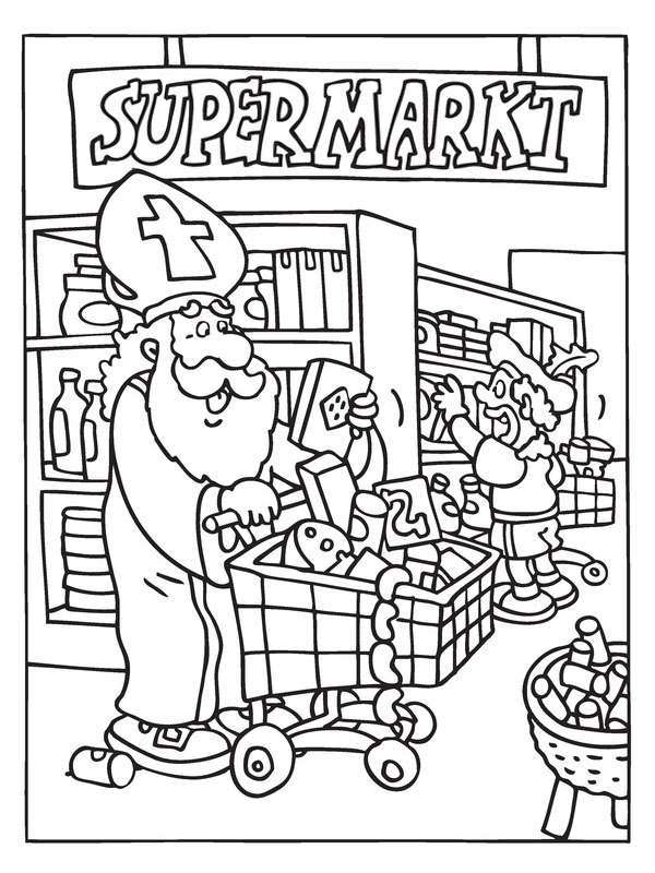 St. Nikolas i matbutikken Fargeleggingsside St. Nikolas i matbutikken Fargeleggingsside