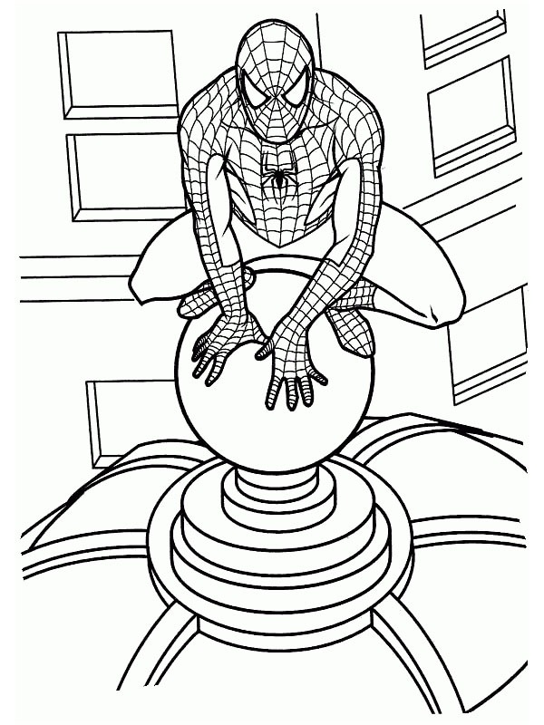 Spider-man klatrer på en bygning Fargeleggingsside Spider-man klatrer på en bygning Fargeleggingsside