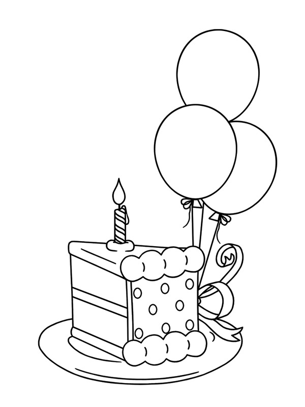 Kake med ballonger Fargeleggingsside Kake med ballonger Fargeleggingsside