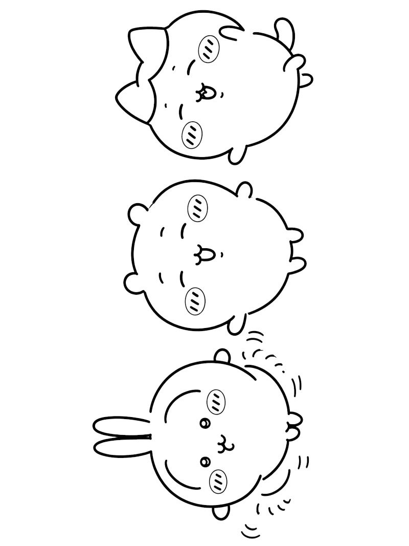 Usagi, Chiikawa og Hachiware Fargeleggingsside Usagi, Chiikawa og Hachiware Fargeleggingsside