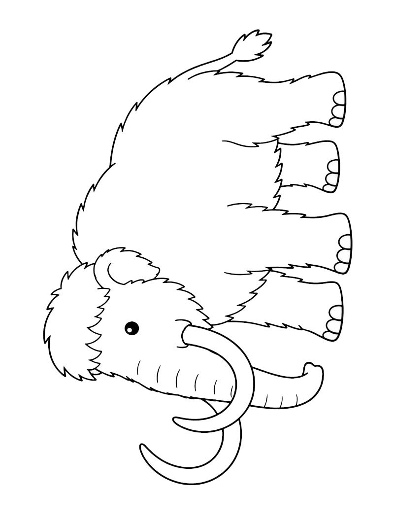 Ullh&aring;ret mammut Fargeleggingsside